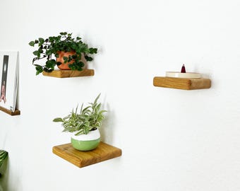 Floating shelves made of solid oak | rounded edges | floating shelf | invisible mounting | hanging shelf | plant stand | plant rack