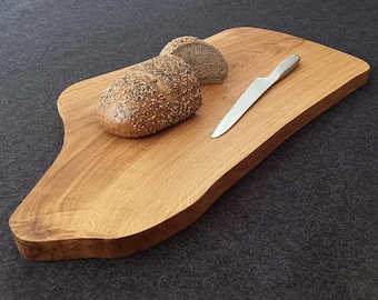 XXL cutting board made of solid oak | made from a single piece | chopping board | natural shape | curved design | including feet