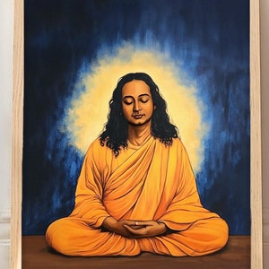 Paramahansa Yogananda Art Print self realization Guru Spiritual Teacher Painting Kriya Yoga Master Himalayan Mystic meditation YMYA4 Poster