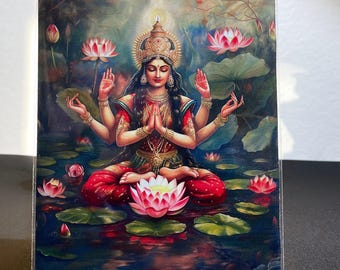 Goddess Lakshmi Art Print, Hindu Wall Decor for Meditation