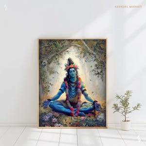 Lord Shiva Meditation Art Print, Hindu God Wall Decor (Digital Download) image 5