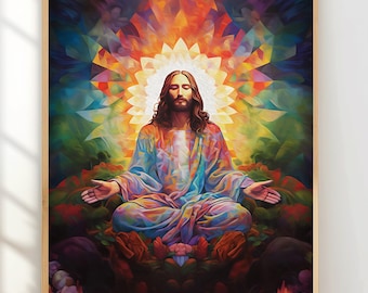 Psychedelic Jesus Art  – Christ Consciousness Spiritual Decor (Digital Download)