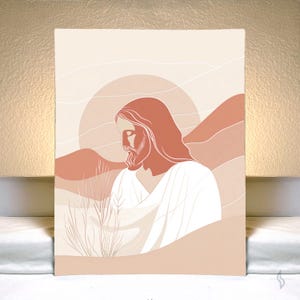 Jesus Porträt Jesus Porträt rustikal Boho Kunstdruck Wüste Thema Wanddekor Wanddekoration christliche Kunst Feng Shui Wandbild Wüste DRUCKJ888 Poster