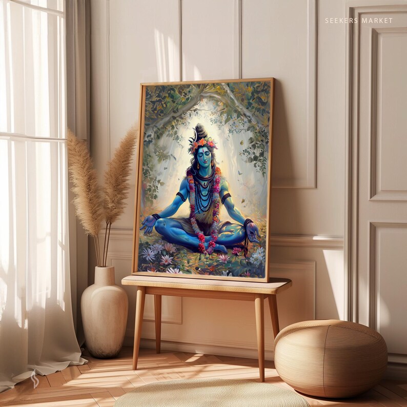 Lord Shiva Meditation Art Print, Hindu God Wall Decor (Digital Download) image 9