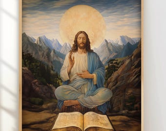 Meditative Jesus Art Print, Christian Room Decor (Digital Download)