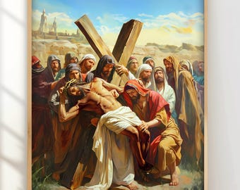Lámina artística del Vía Crucis: Jesús abatido (Descarga digital)