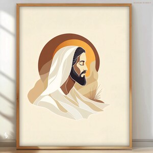 Jesus in der Wüste druckbare Kunst Erde Sonnenuntergang Wand Kunst spirituelle Wohnkultur Serene rustikale Mojave minimalistisches Porträt RCJ86 Digital Download