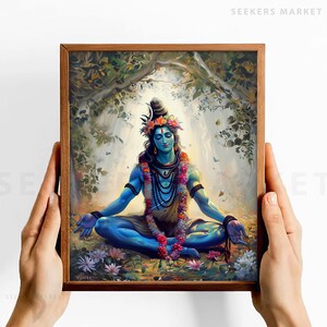 Stampa artistica di Lord Shiva: decorazione per meditazione spirituale indù Adiyogi immagine 4