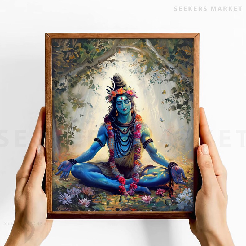 Stampa artistica di Lord Shiva: decorazione per meditazione spirituale indù Adiyogi immagine 4