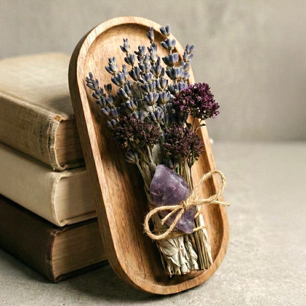 Sage Bundle Dried Botanical Bouquet with Lavender, Purple Amethyst, Oregano Flower | Smudge Stick