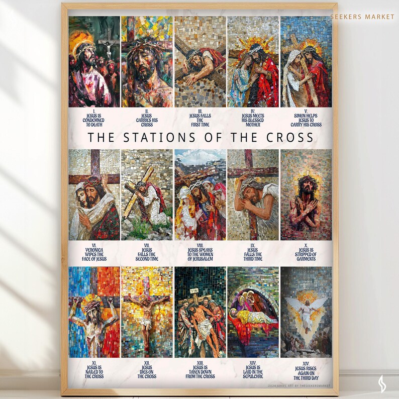 Stations of the Cross Poster, Catholic Lent Easter Art (digital ...