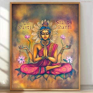 Arte stampabile Lakshmi Om Shanti Shanti Shanti sala yoga pittura RHL6 Download digitale