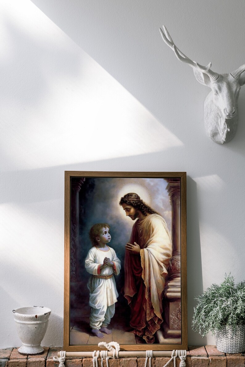 Jesus Christ Meets Lord Krishna Poster Baby Krishna Art Etsy
