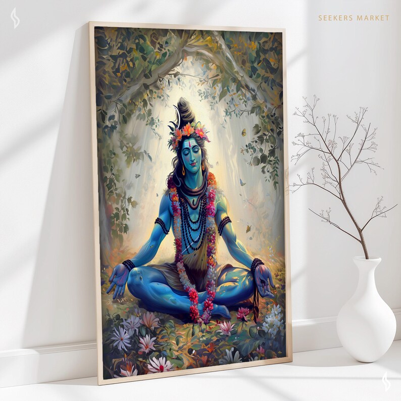 Lord Shiva Meditation Art Print, Hindu God Wall Decor (Digital Download) image 4