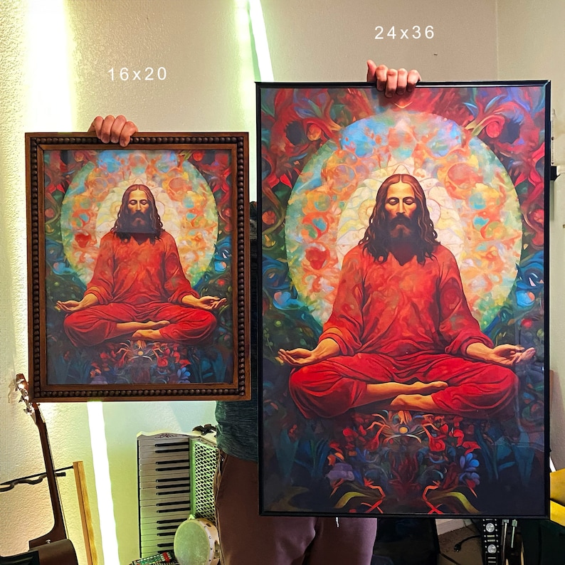 Psychedelischer Jesus Kunstdruck, Meditierender Jesus Poster Bild 7