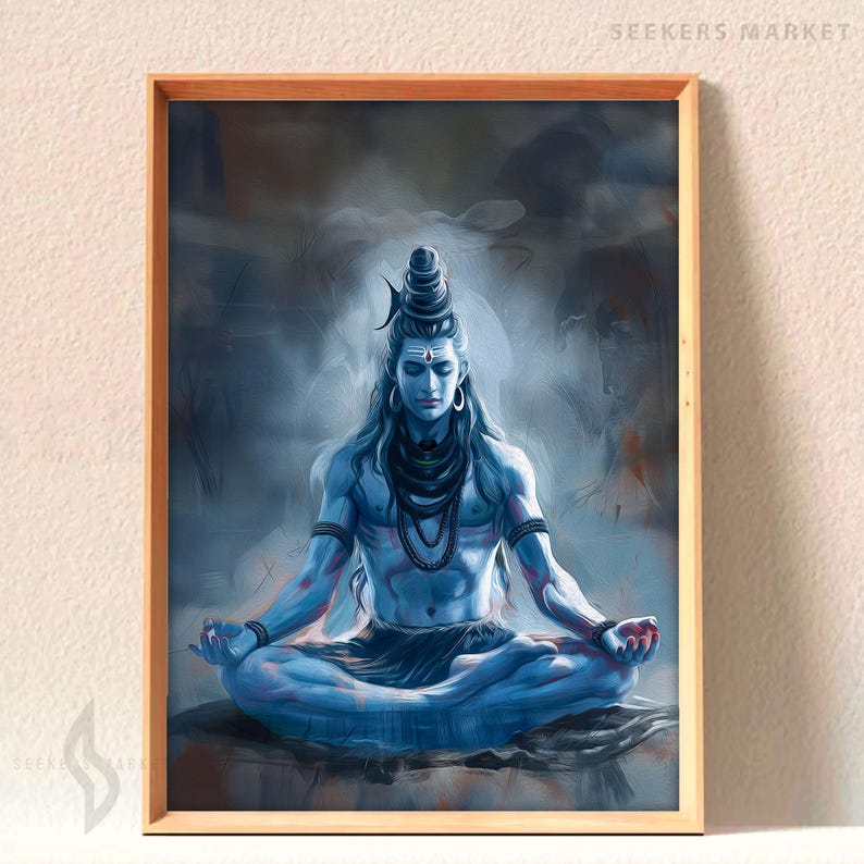 Lord Shiva Art Print, Hindu God Poster, Spiritual Meditation Decor - Etsy