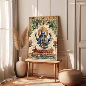 Vishnu art Lord Vishnu painting Hindu decor Indian gift spiritual wall art Sacred Peepal Meditation art Blessing RHV2 Digital Download