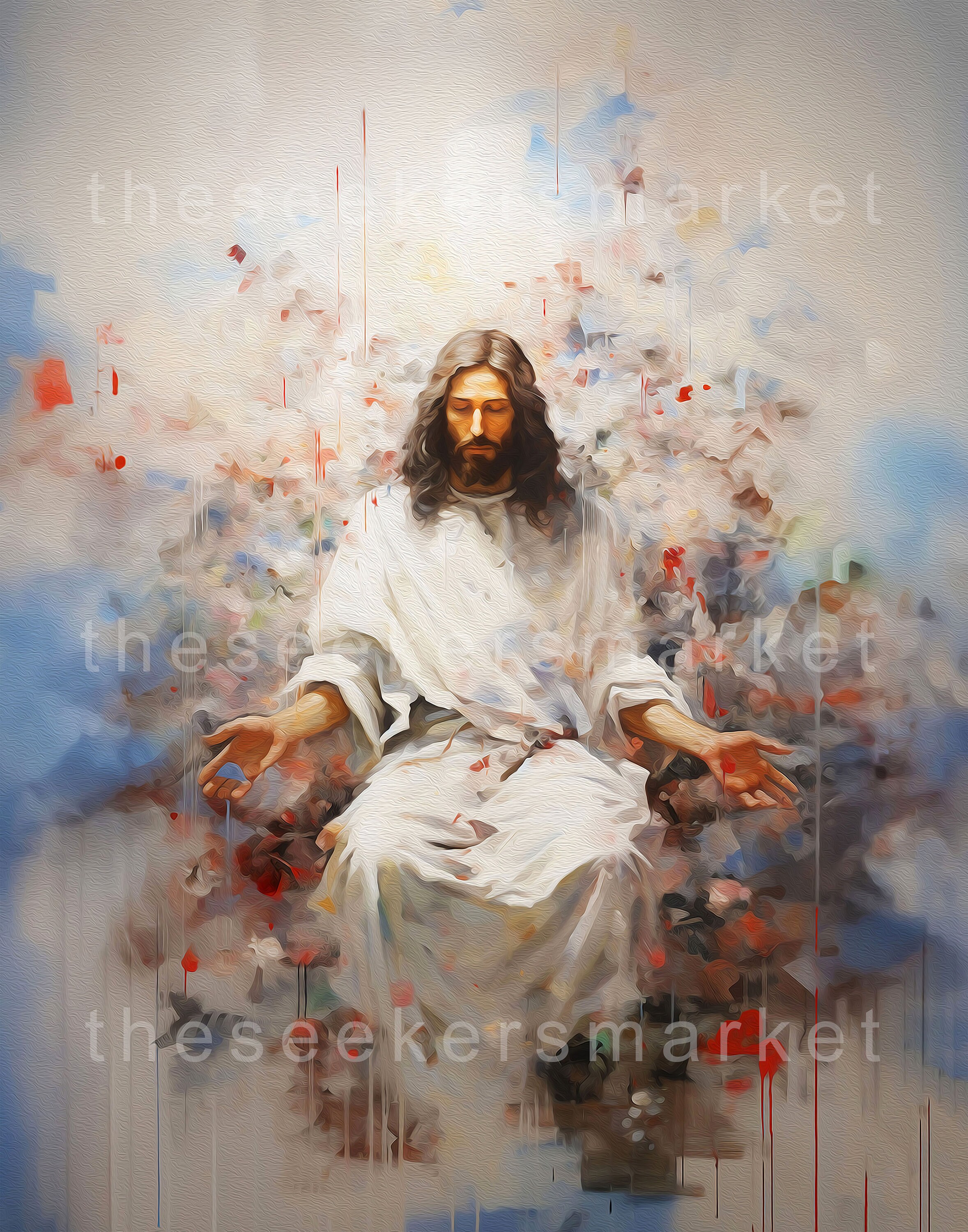 Jesus Art Prayer Printable Art Bible Gift Jesus Painting Jesus Portrait ...