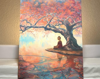 Buddha Bodhi Tree Art Print, Spiritual Meditation Zen Decor