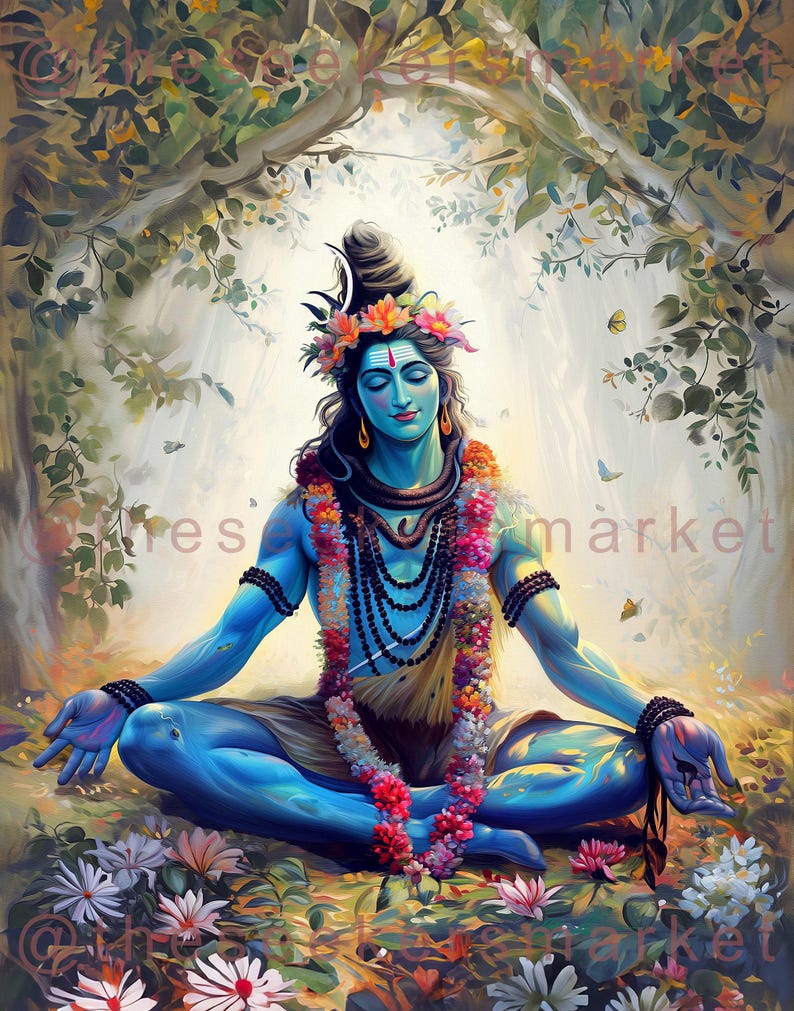 Lord Shiva Meditation Art Print, Hindu God Wall Decor (Digital Download) image 7