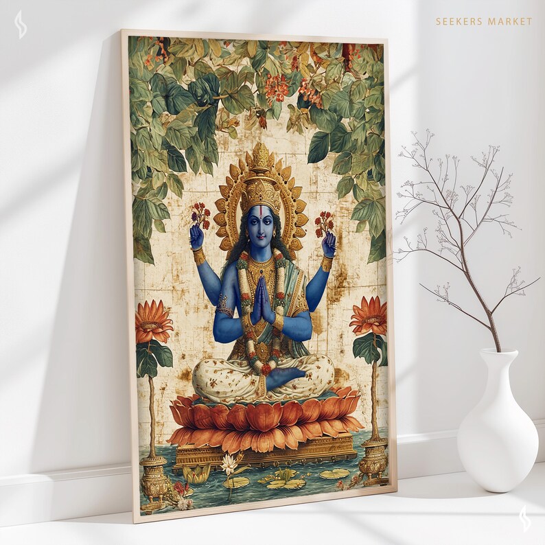Lord Vishnu Art Print, Hindu God Digital Download - Etsy