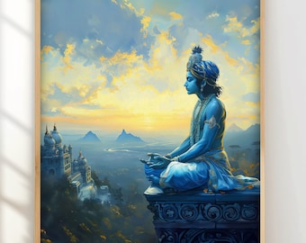 Lord Krishna Kunstdruck, Hinduistisches spirituelles Geschenk (Digitaler Download)