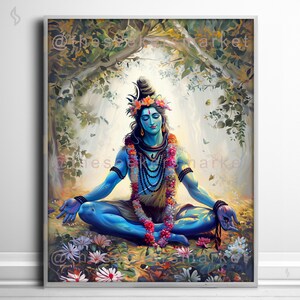 Lord Shiva Meditation Art Print, Hindu God Wall Decor (Digital Download) image 8