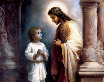 Jesus Christ Meets Lord Krishna printable art Krishna Art Spirituality Religious Digital Art Digital Download