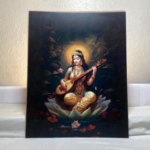 Goddess Saraswati art print poster Hindu art painting Sarasvati indian home decor wall art print framed all sizes RHSS1 Poster