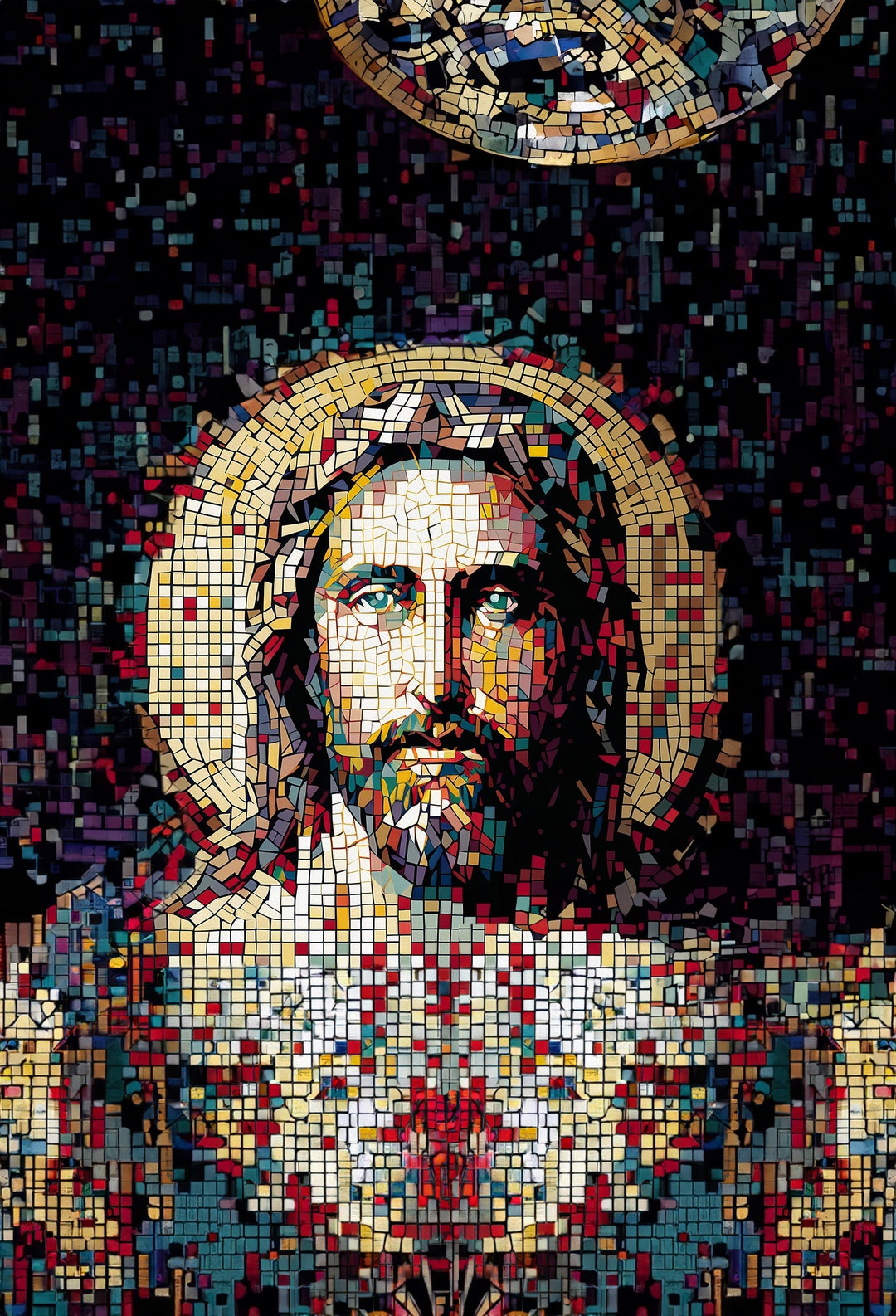 Jesus Mosaic Art Stained Glass Portrait Printable (Download Now) Etsy