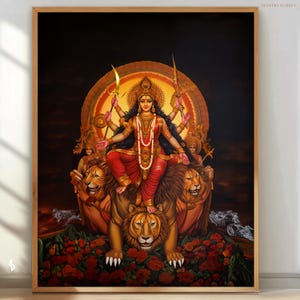 Durga Indian home decor Hindu printable art Goddess Durga gift yoga art meditation room decor Gods chakra Goddess RHD1 Digital Download