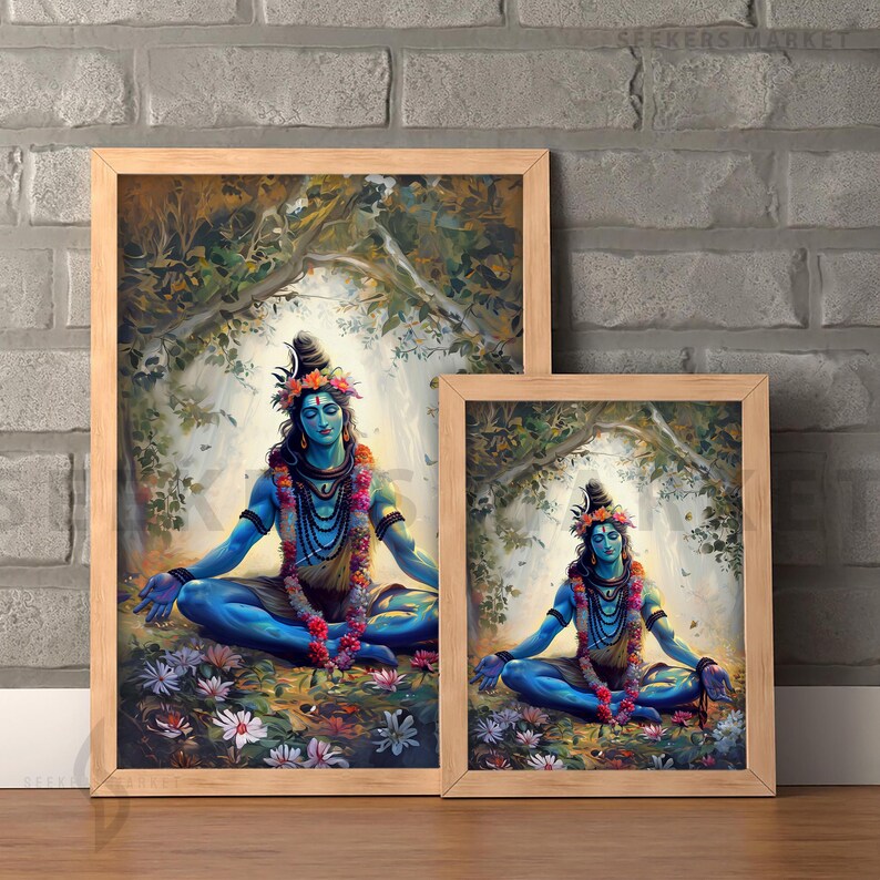 Stampa artistica di Lord Shiva: decorazione per meditazione spirituale indù Adiyogi immagine 2