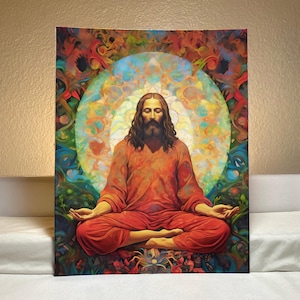 Psychedelischer Jesus Kunstdruck, Meditierender Jesus Poster Bild 2