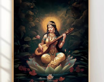 Lithographie Vintage Raja Ravi Varma - Mythologie Hindoue Harishchandra - Occasion