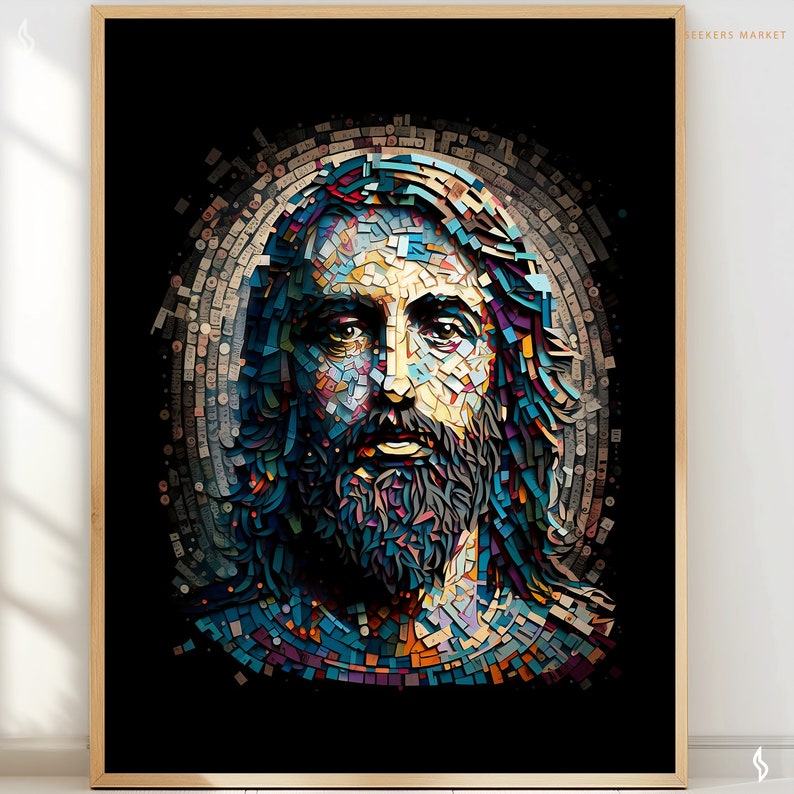 Mosaic Art of Jesus Portrait of Jesus Art Gift for Christian Home Decor