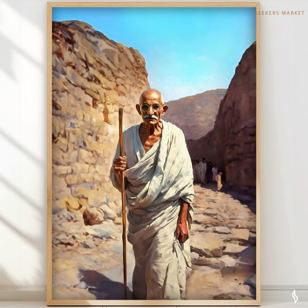 Mahatma Gandhi portrait art print painting Mohandas K Gandhi premium matte paper print wall art poster