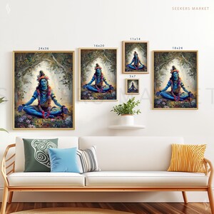 Stampa artistica di Lord Shiva: decorazione per meditazione spirituale indù Adiyogi immagine 7