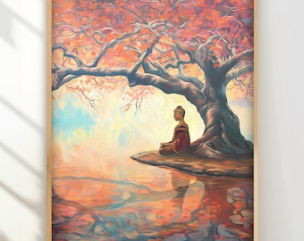 Buddha Bodhi Tree Art Print: Spiritual Meditation Home Decor
