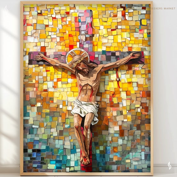 Stations of the Cross Art Print, Jesus Dies, Expressionist Catholic Decor