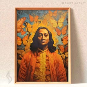 Paramahansa Yogananda Art Print self realization Guru Spiritual Teacher Painting Kriya Yoga Master Himalayan Mystic meditation YMYA3 Poster