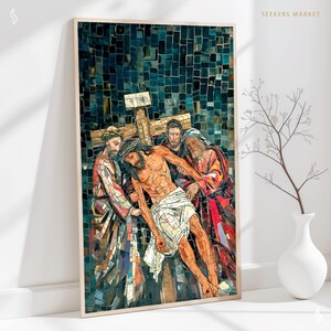 Christian Stations of the Cross art 13 Jesus Taken Down from the Cross, Digital Download, Lent Easter Good Friday Catholic Printable Art image 4