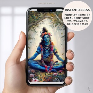 Lord Shiva Meditation Art Print, Hindu God Wall Decor (Digital Download) image 2