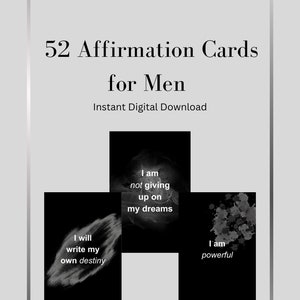 52 Affirmation Cards for Men, Printable Positive Cards for Men, Digital Card Download, Motivational Quotes for Men, Gift for Men,