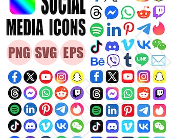 Social Media Icons Bundle Transparent Social Icons Designs PNG SVG EPS File Network Icons Instagram Facebook Icons