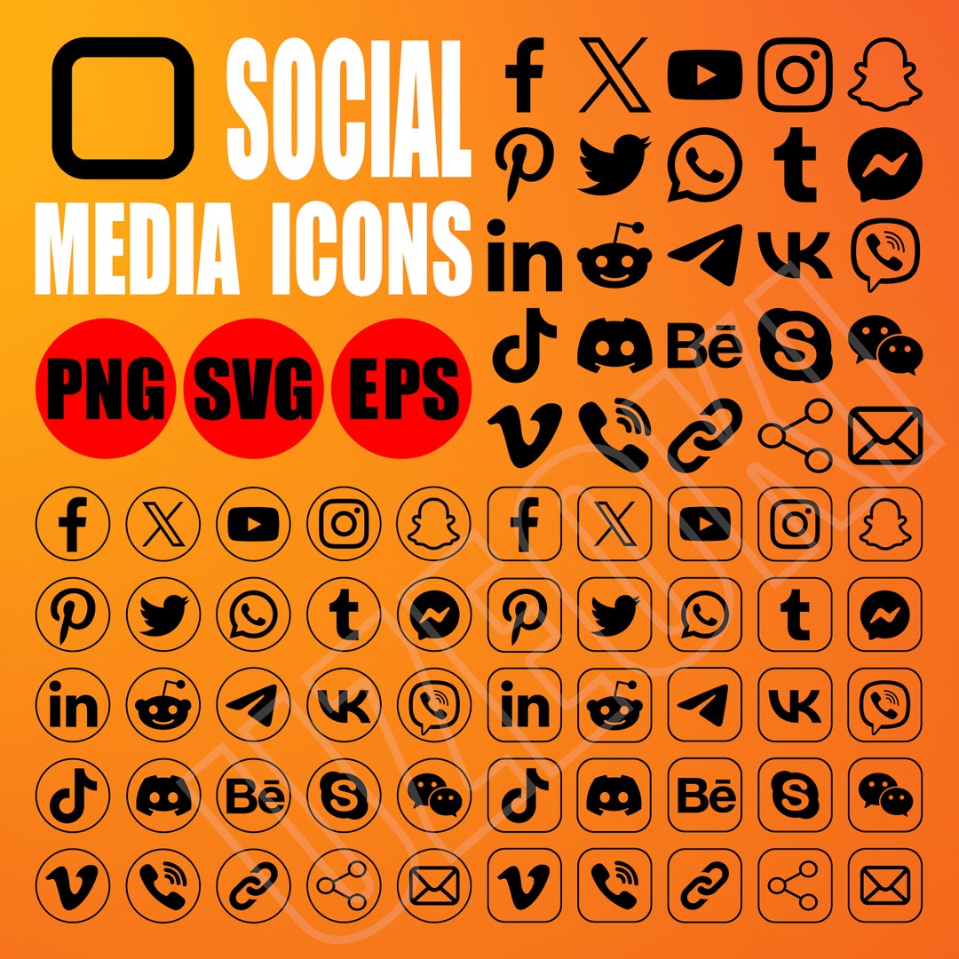 Black Social Media Icons Bundle Transparent Social Icons Designs PNG ...