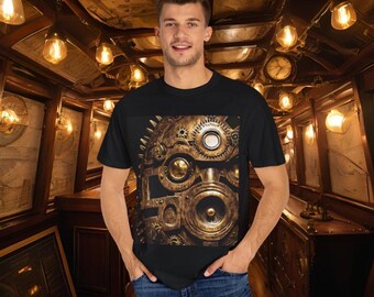 Steampunk Gear Graphic T-shirt, Vintage Industrial Style Unisex Tee