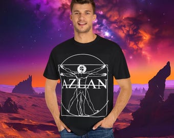 Unisex Garment-Dyed T-Shirt, 'Azlan' Graphic Tee, Ethically Sourced Cotton
