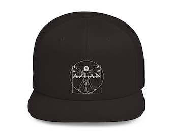 Gen Z Azlan Flat Bill Snapback Hat, Embroidered Sticker