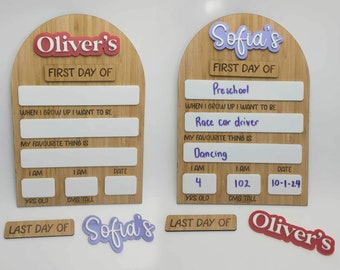 Custom First & Last Day Boards - Back to School, Personalised, My First Day Boards, School Boards