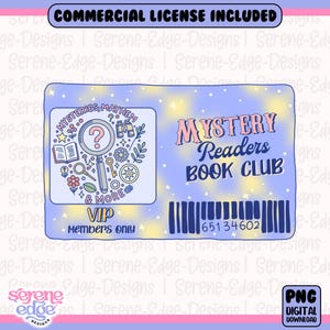 Mystery Readers Book Club PNG, Thriller Suspense Bibliothekskarte | Lesen Bookish Liebhaber, Mentale Gesundheit PNG | Booktrovert DTF Designs Aufkleber